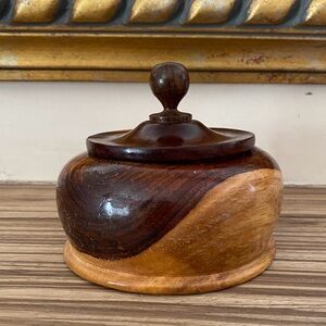 Small 2 Toned Wood Turned Trinket Box with Lid